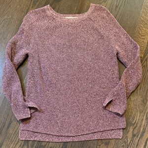 LOFT Marled Mauve Crew Neck Sweater